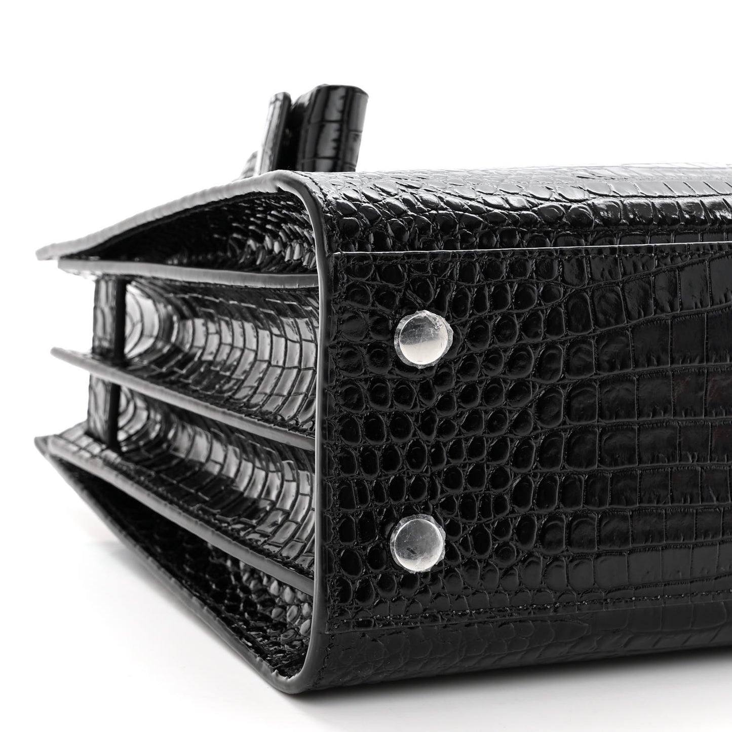 Calfskin Crocodile Embossed Baby Sac De Jour Black