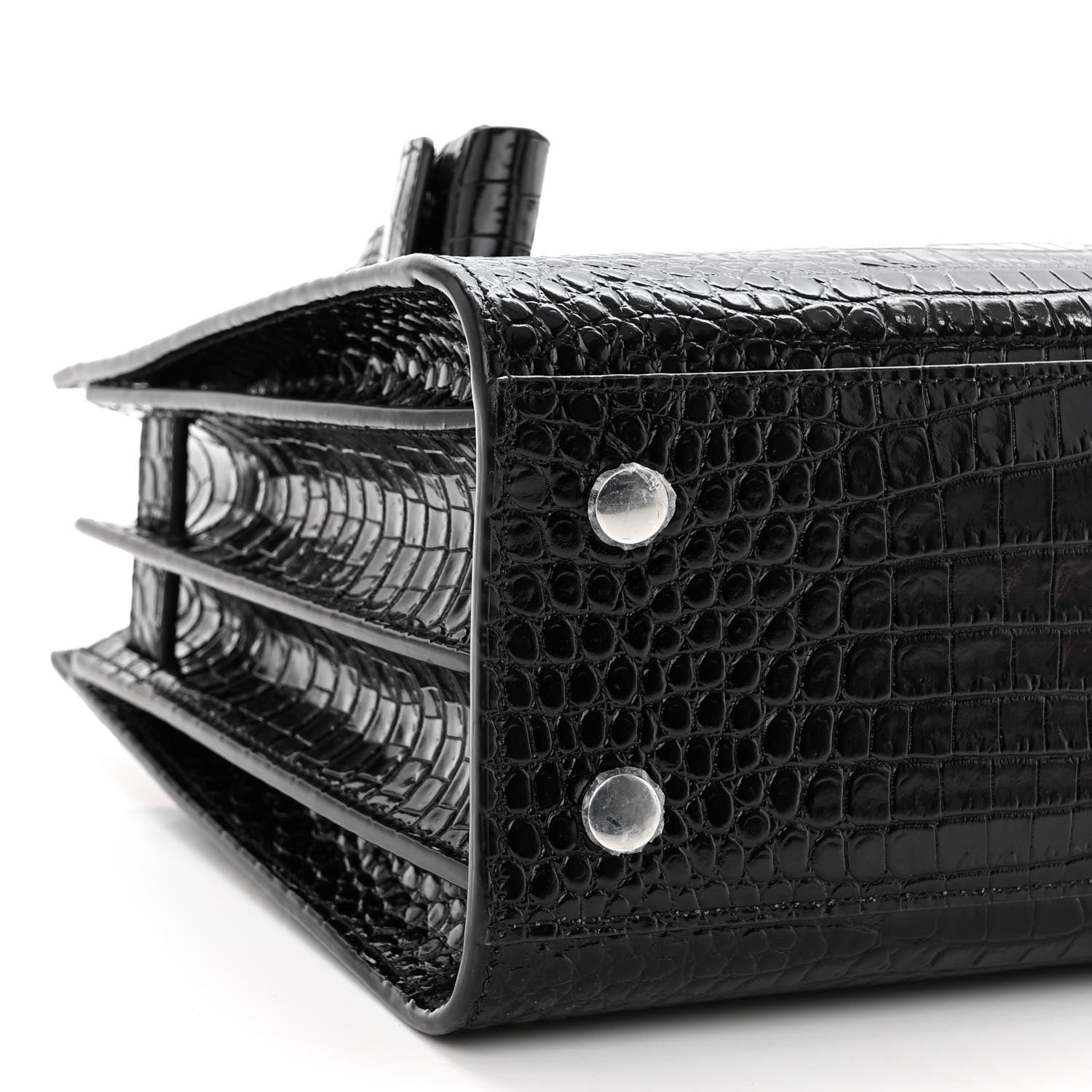 Saint Laurent Calfskin Crocodile Embossed Baby Sac De Jour Black 8 of 9