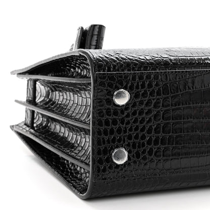Saint Laurent Calfskin Crocodile Embossed Baby Sac De Jour Black 8 of 9