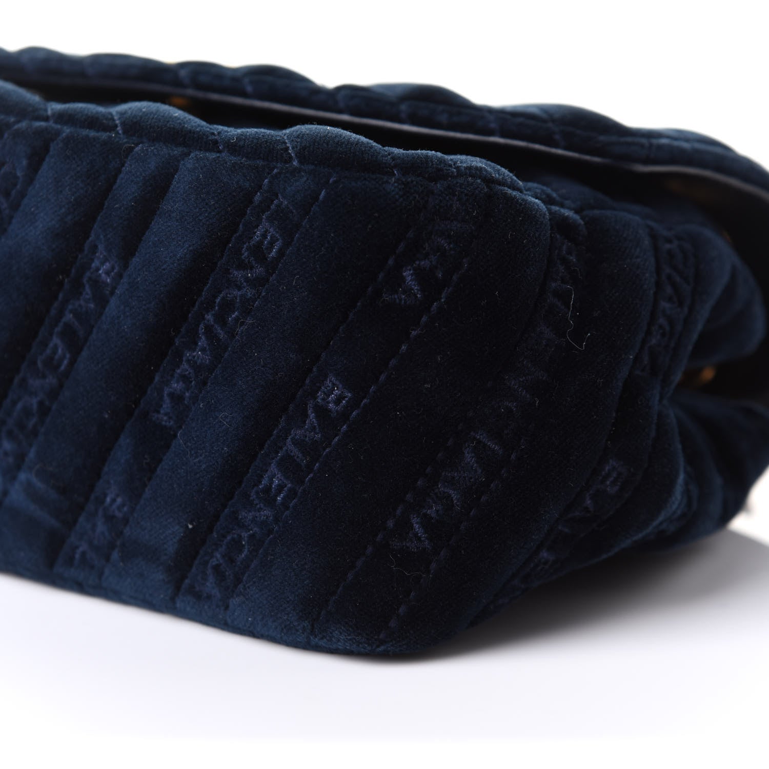 Balenciaga Velvet Logo Matelasse BB Chain Wallet Navy 10 of 10