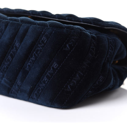 Balenciaga Velvet Logo Matelasse BB Chain Wallet Navy 10 of 10