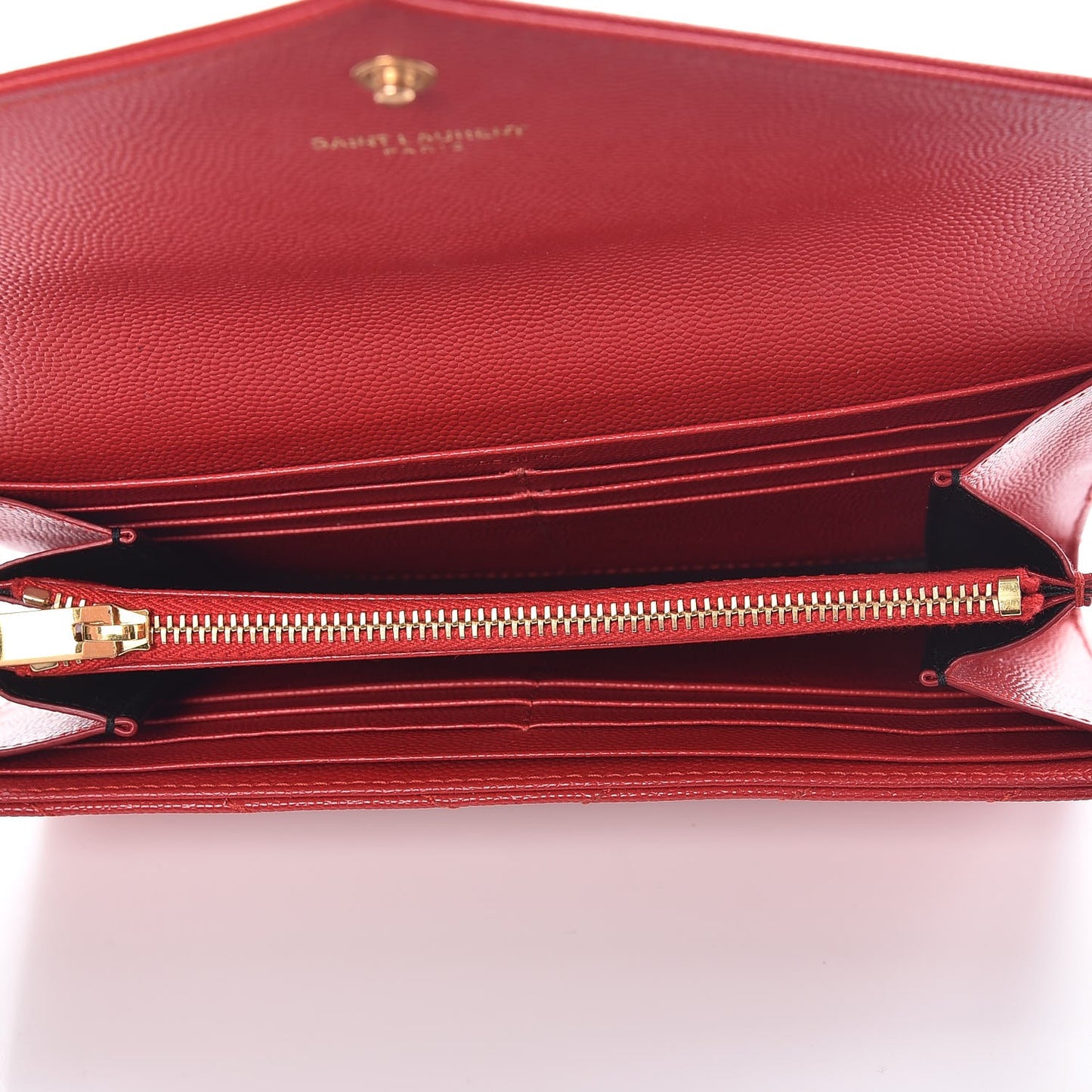 Grain De Poudre Matelasse Chevron Monogram Flap Wallet Red