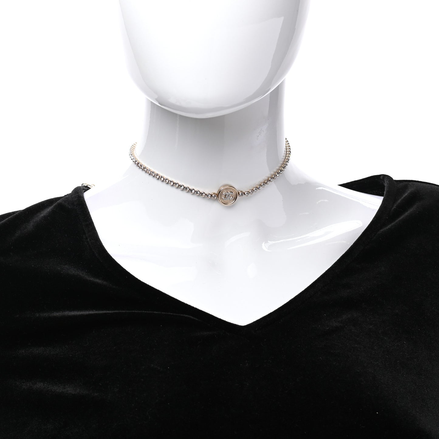 Crystal CC Chain Short Necklace Gold