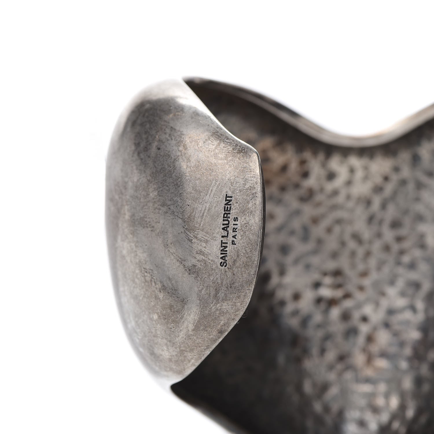 Saint Laurent Brass Heart Cuff Bracelet Palladium 4 of 5