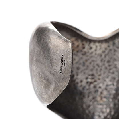 Saint Laurent Brass Heart Cuff Bracelet Palladium 4 of 5