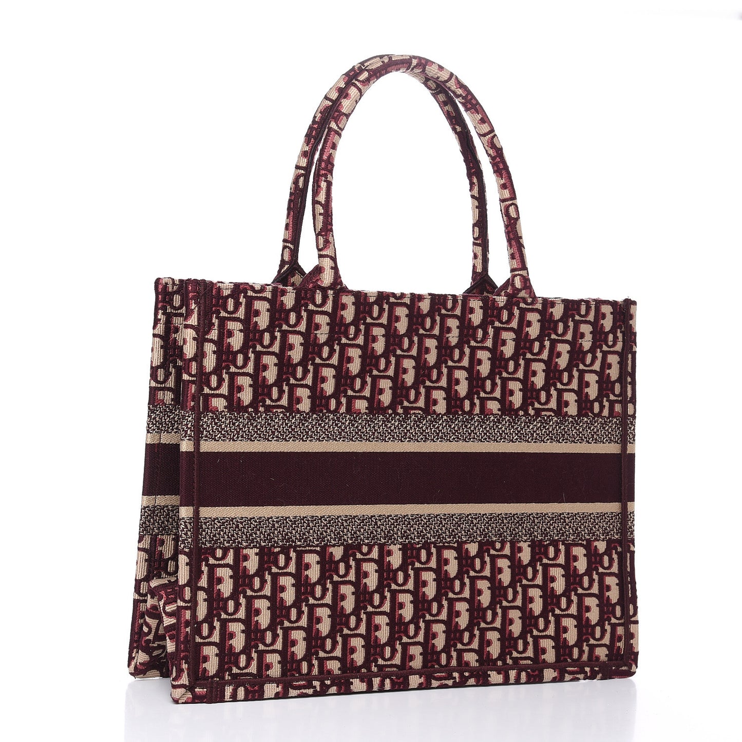 Oblique Medium Book Tote Burgundy Multicolor