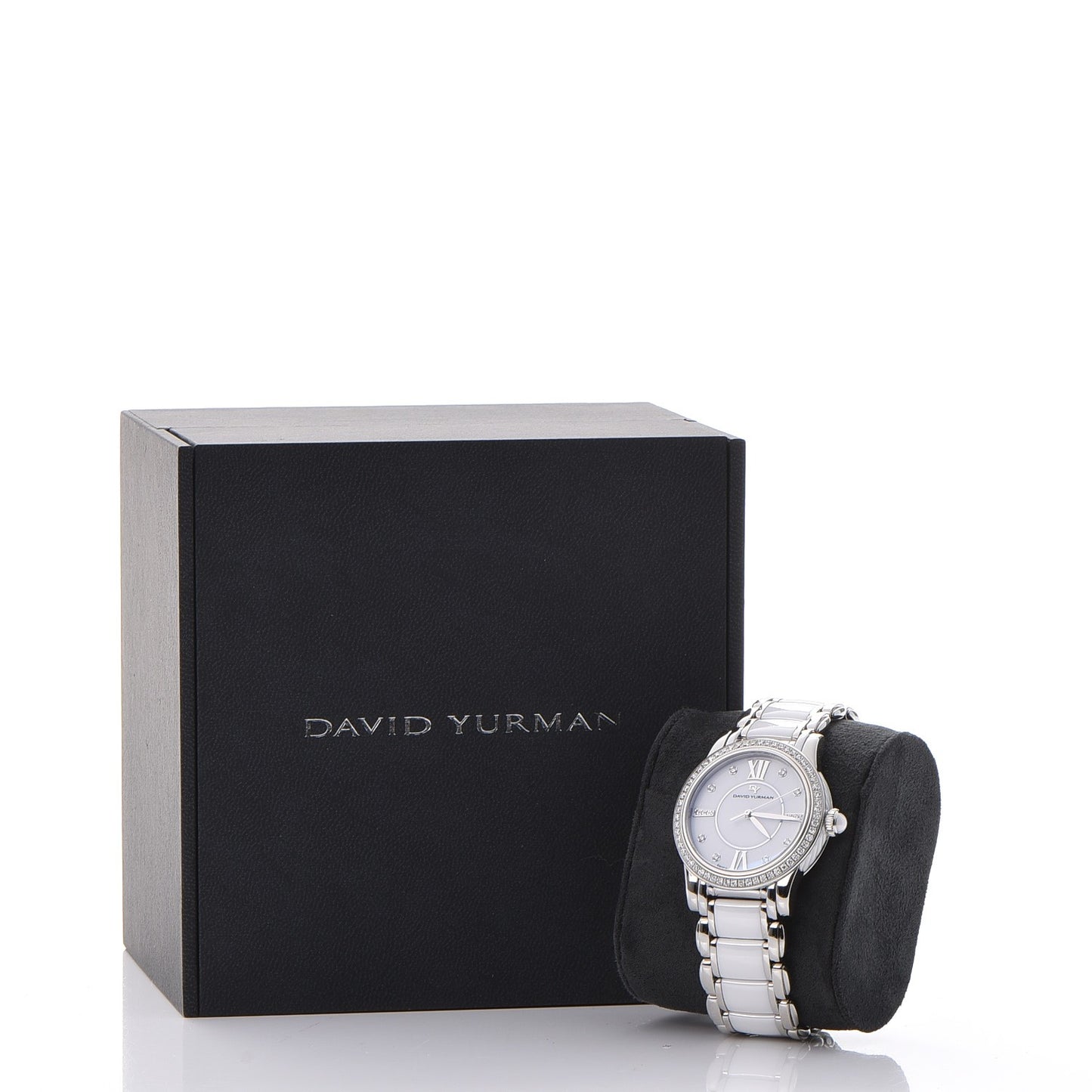 Stainless Steel Ceramic Diamond Bezel 34mm Classic Quartz Watch White