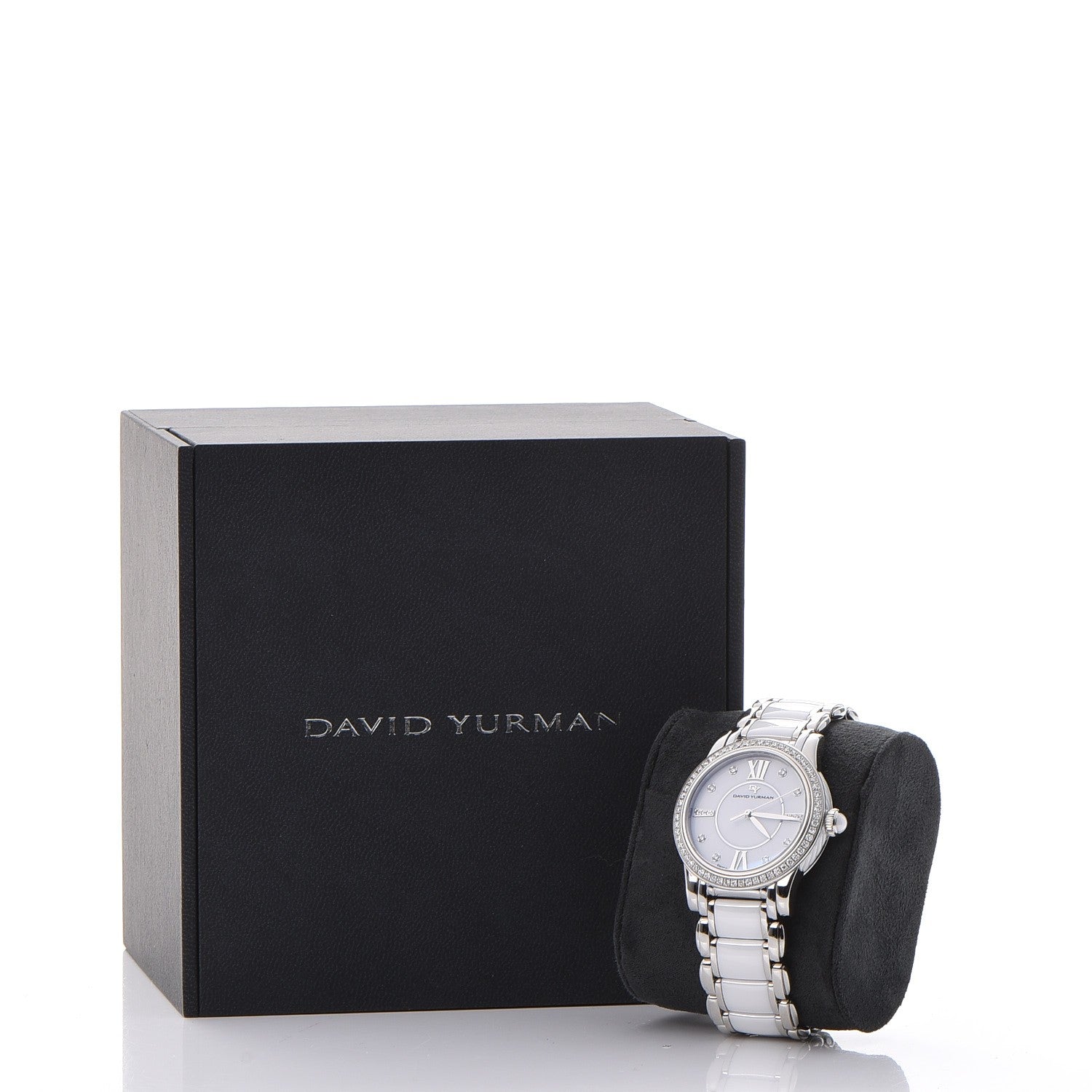 David Yurman Stainless Steel Ceramic Diamond Bezel 34mm Classic Quartz Watch White 11 of 11