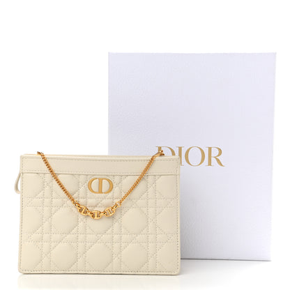 Christian Dior Calfskin Cannage Caro Zipped Pouch With Chain Latte 13 of 13