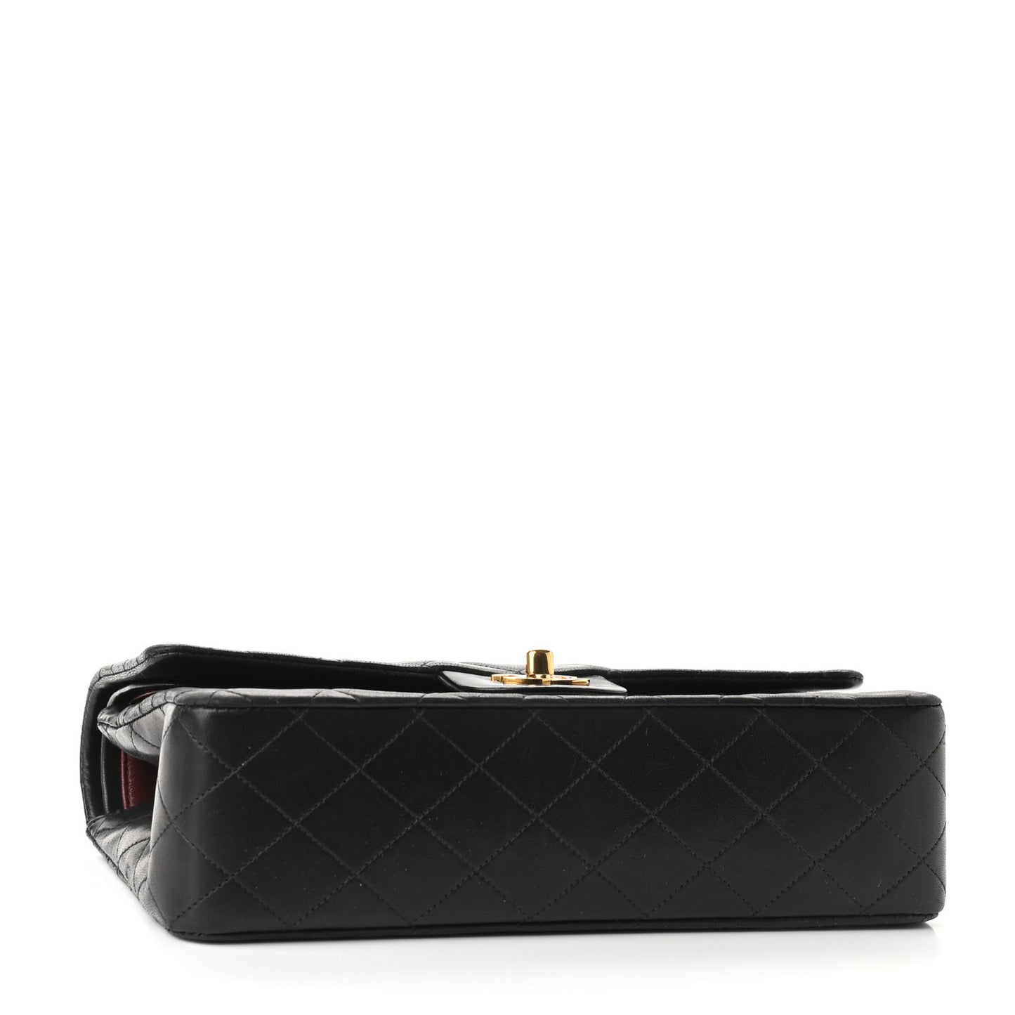 Lambskin Quilted Medium Double Flap Black