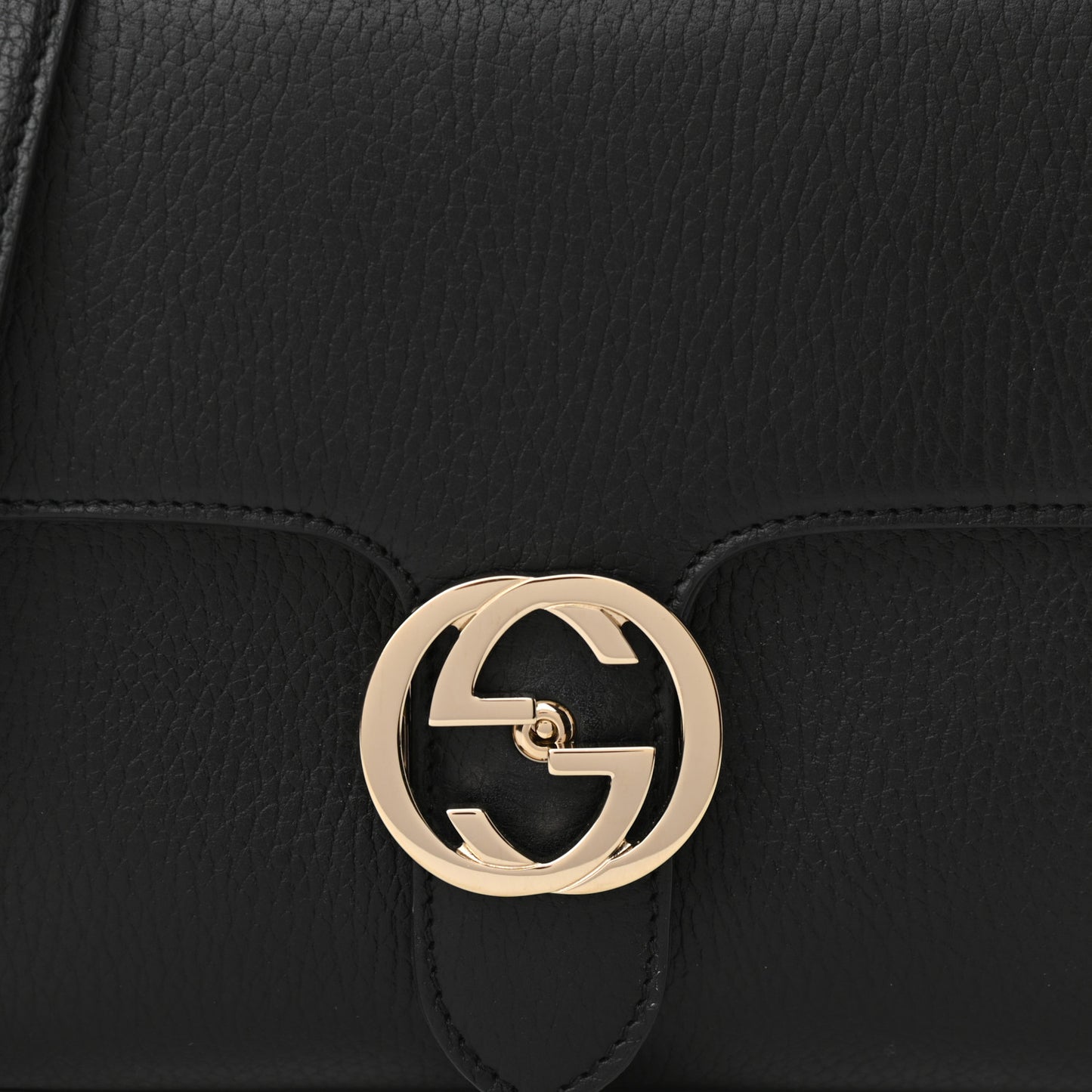Dollar Calfskin Interlocking G Top Handle Shoulder Bag Black