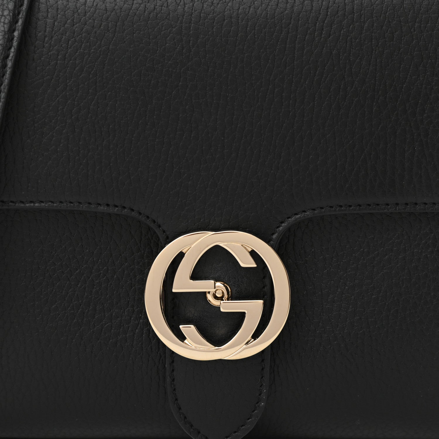 Gucci Dollar Calfskin Interlocking G Top Handle Shoulder Bag Black 8 of 13
