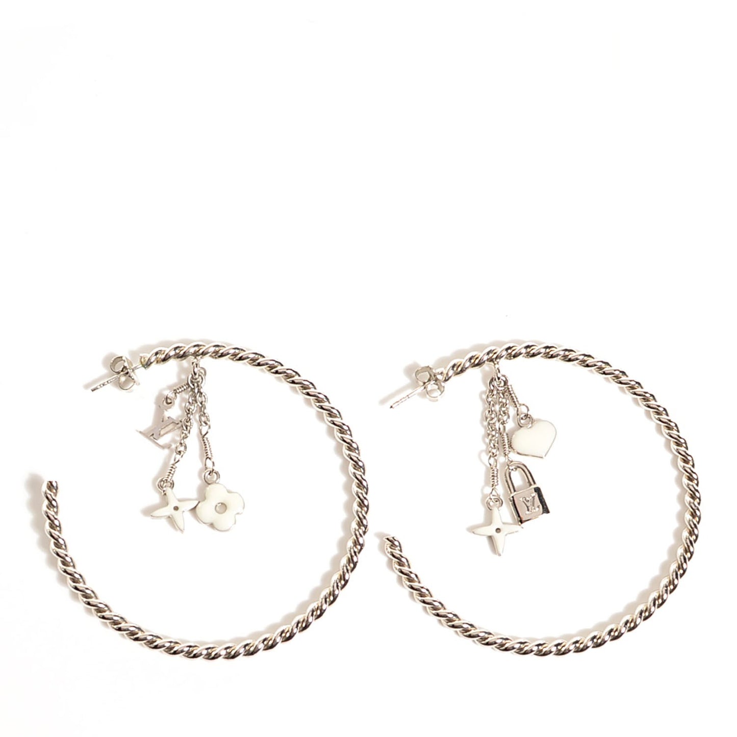 Sweet Monogram Creole Hoop Earring Silver