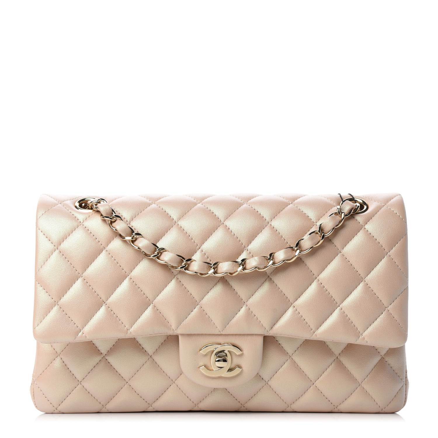 Chanel Iridescent Calfskin Quilted Medium Double Flap Beige 1 of 10