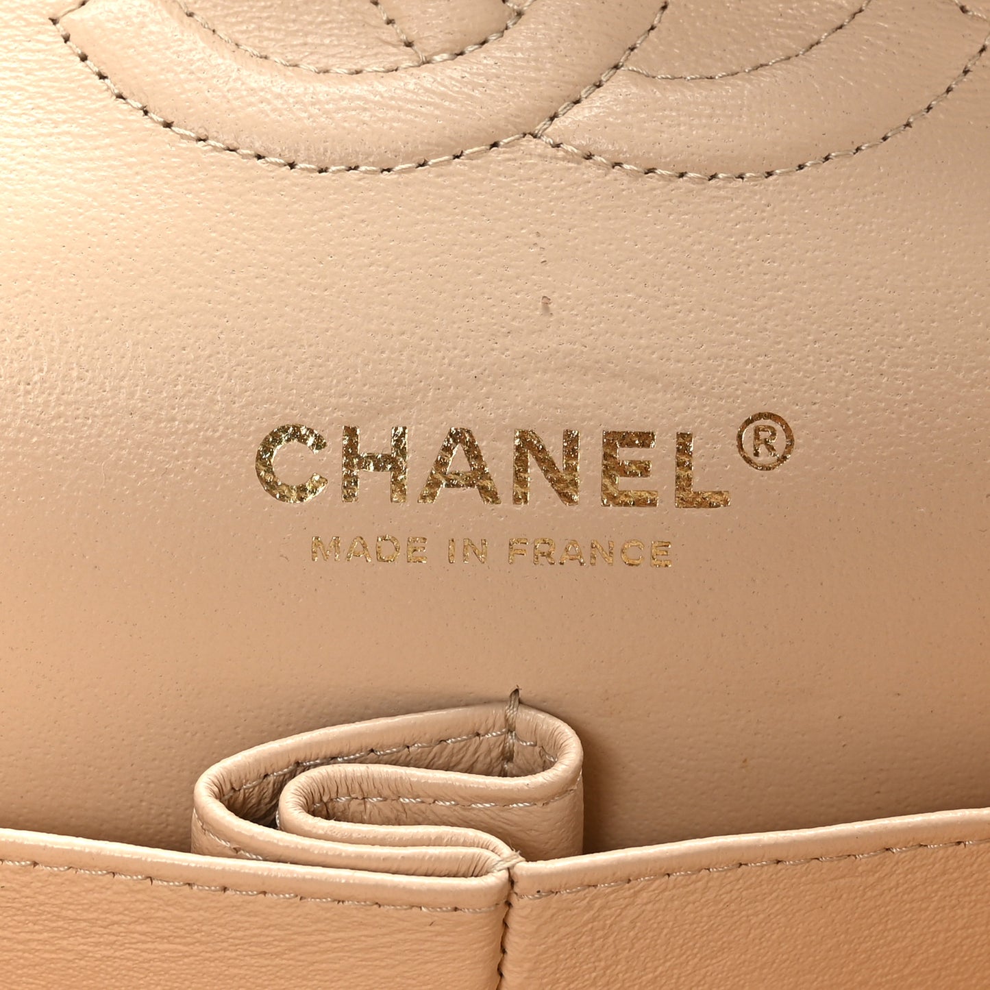 Caviar Quilted Medium Double Flap Beige