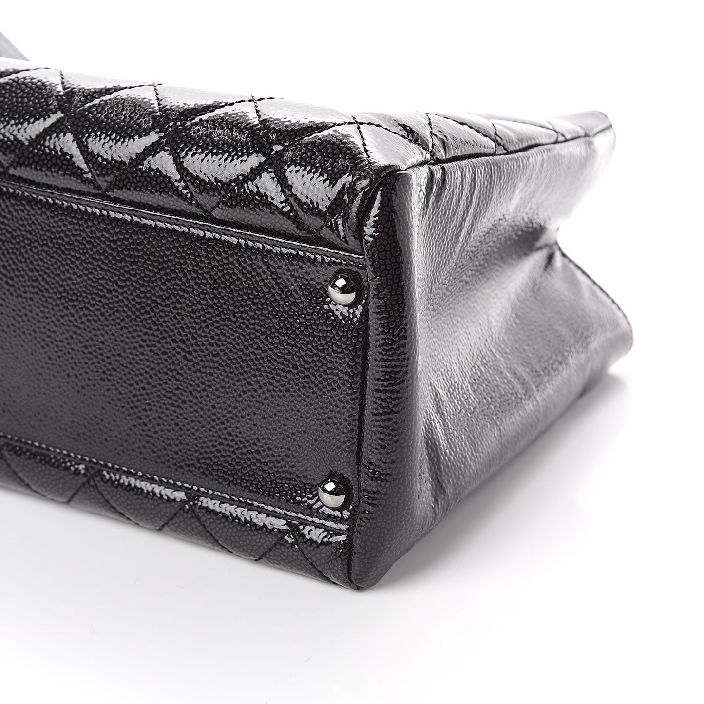 Patent Caviar Diamond Quilted Small Shine Reissue Tote Black