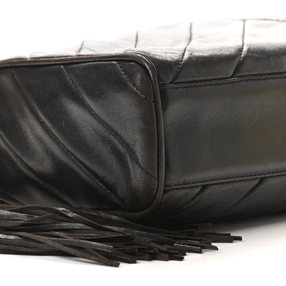 Chanel Lambskin Chevron Quilted Tassel Camera Case Brown 8 of 10