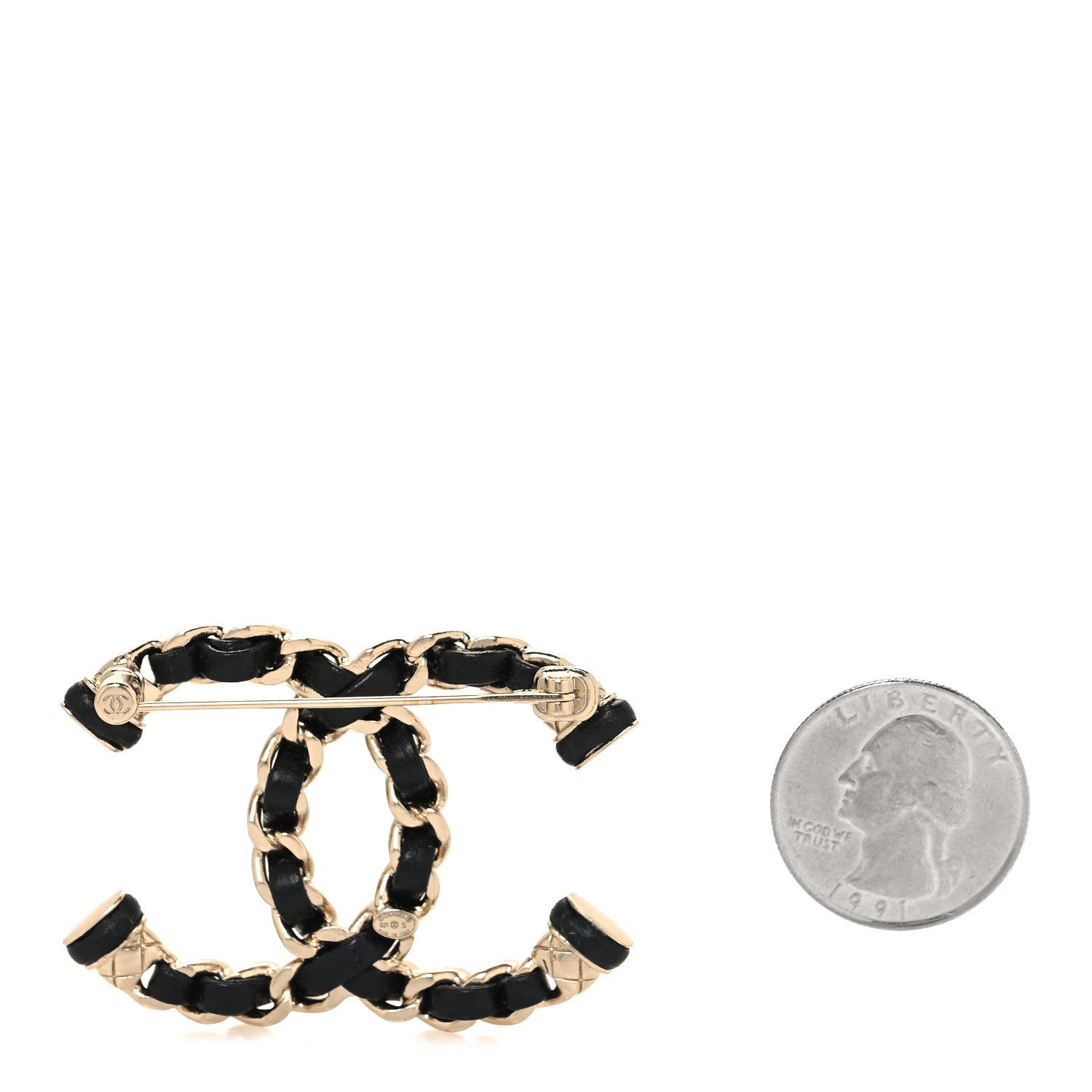 Chanel Lambskin CC Chain Brooch Black Gold 2 of 4