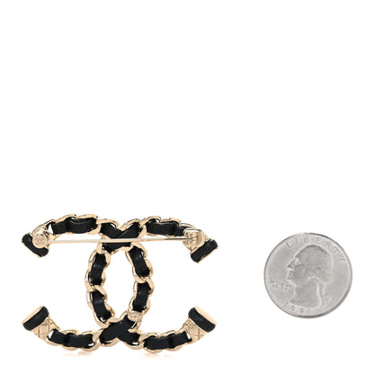 Chanel Lambskin CC Chain Brooch Black Gold 2 of 4