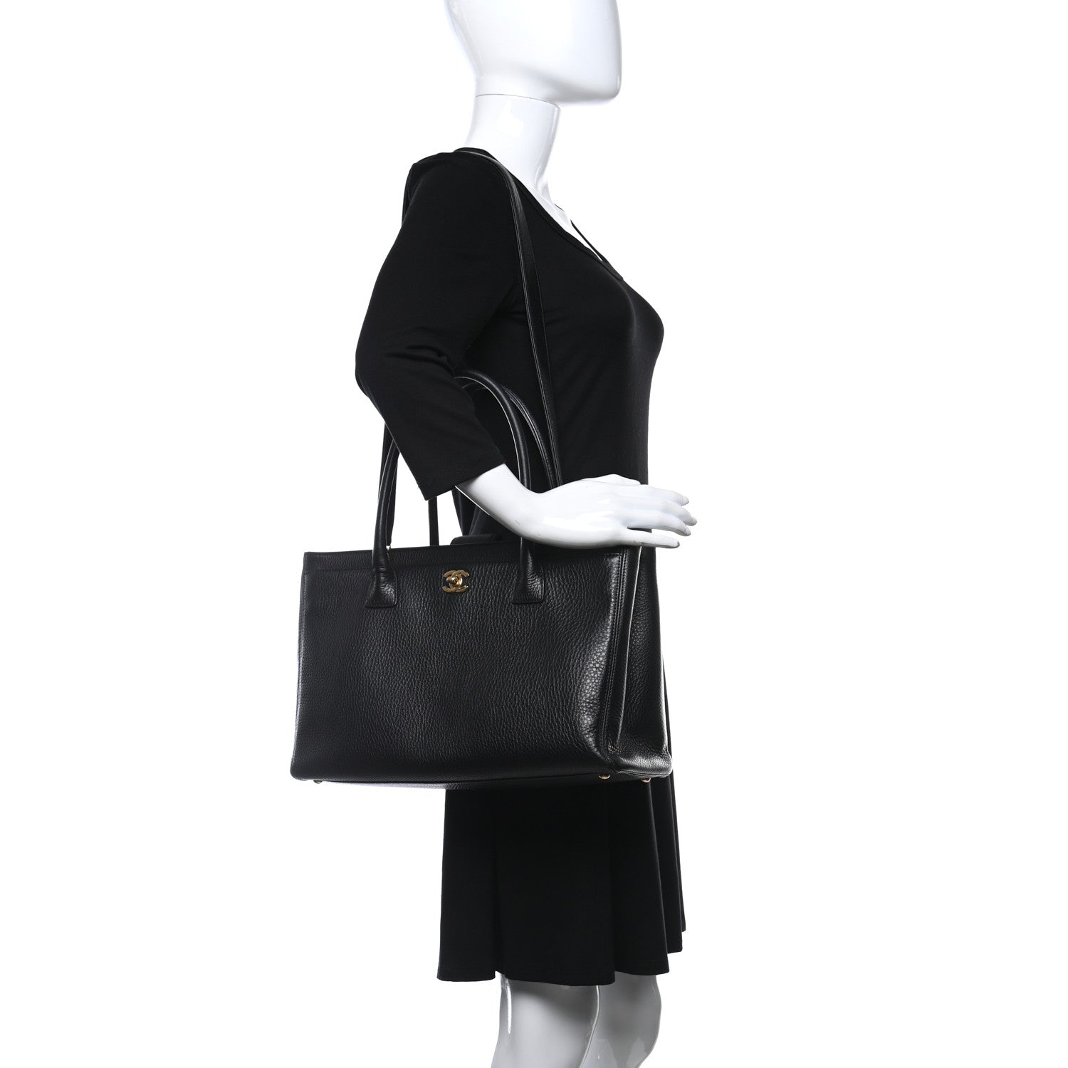 Chanel Calfskin Cerf Executive Shopper Tote Black 2 of 9