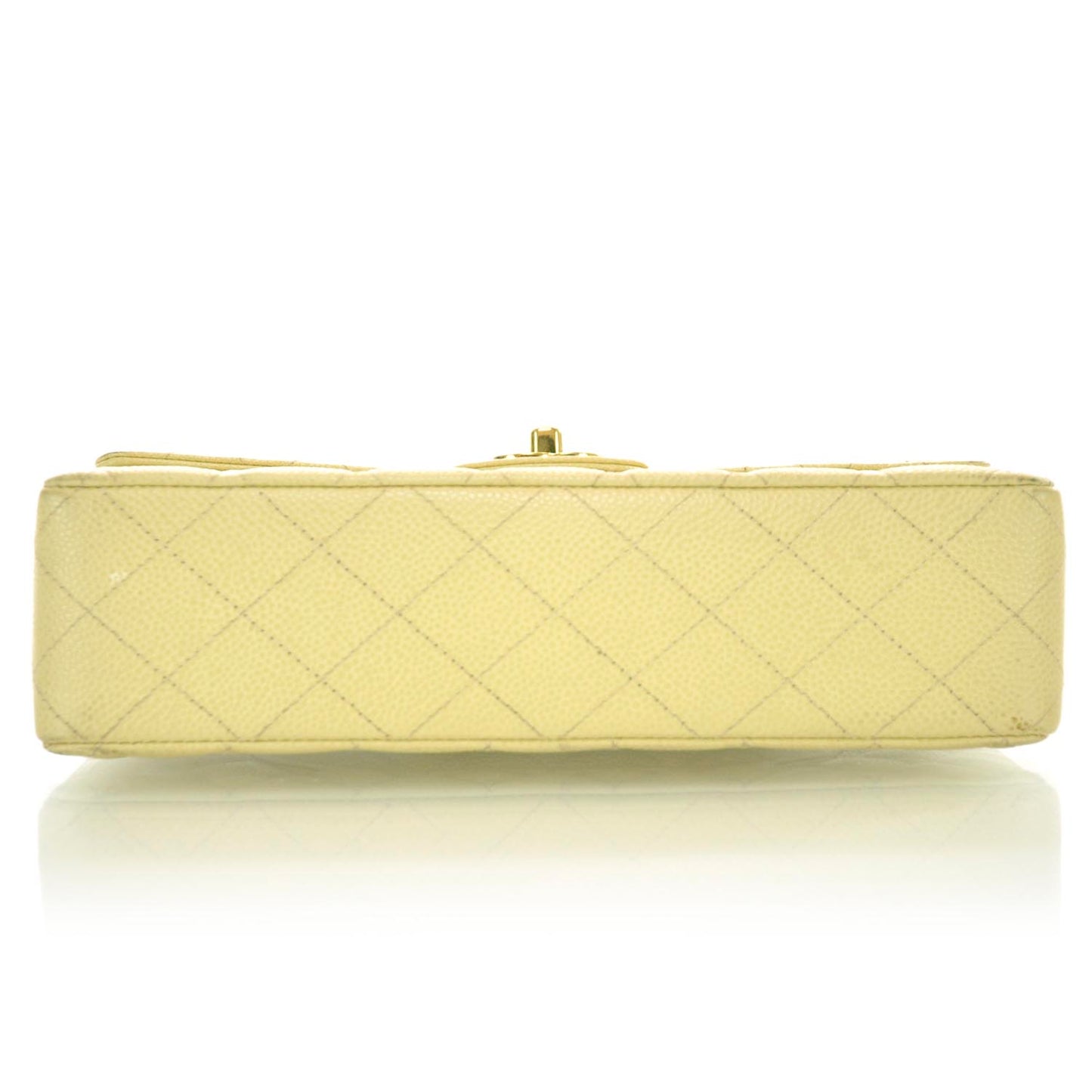 Caviar Quilted Medium Double Flap Beige
