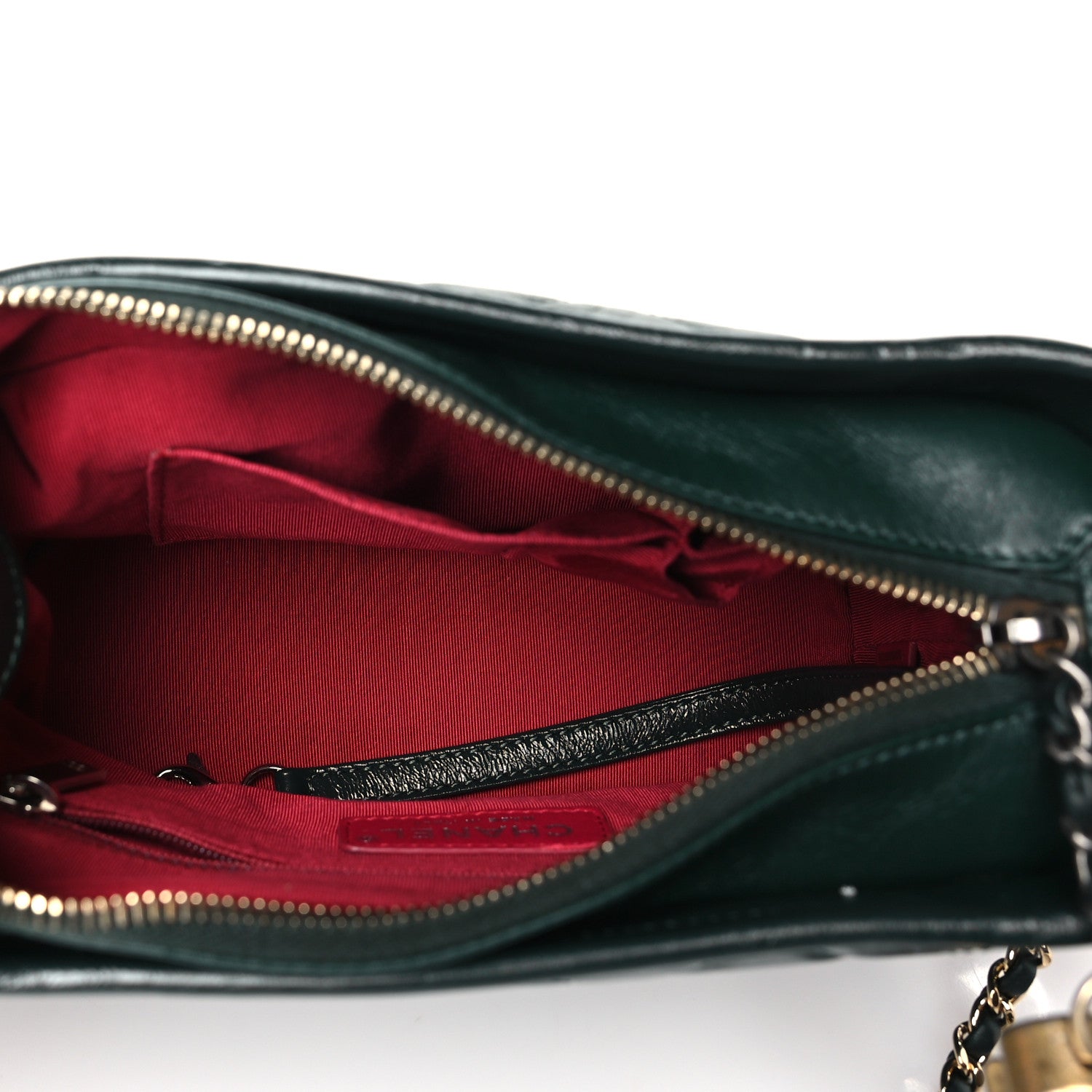 Chanel Aged Calfskin Quilted Small Gabrielle Hobo Dark Green 5 of 10