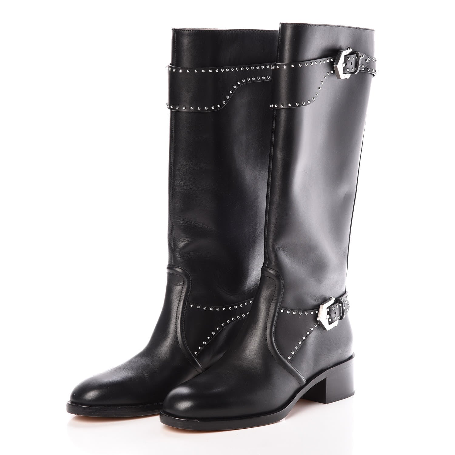 Givenchy Calfskin Studded Riding Boots 39 Black 3 of 6