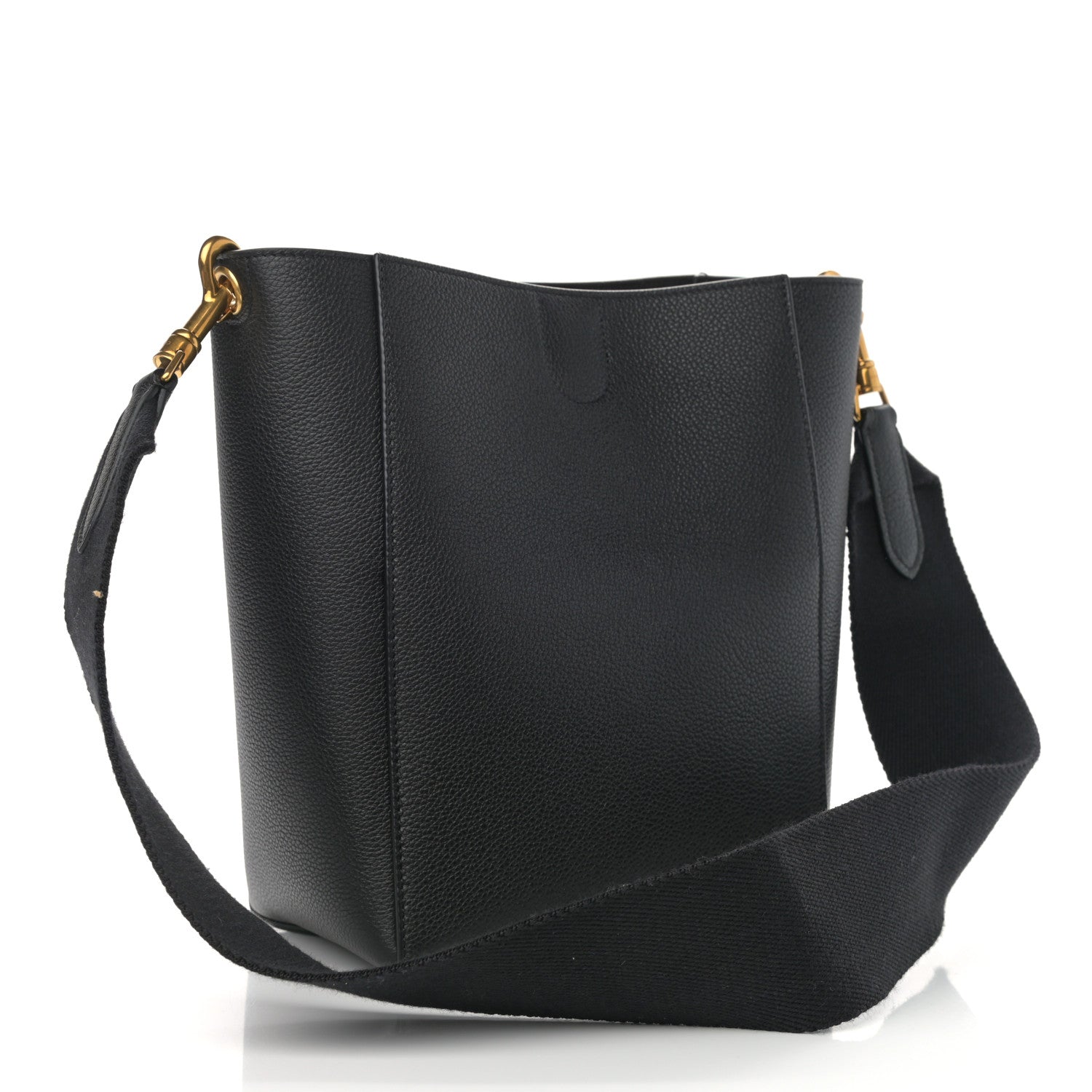 Celine Soft Grained Calfskin Small Sangle Bucket Bag Black 3 of 8