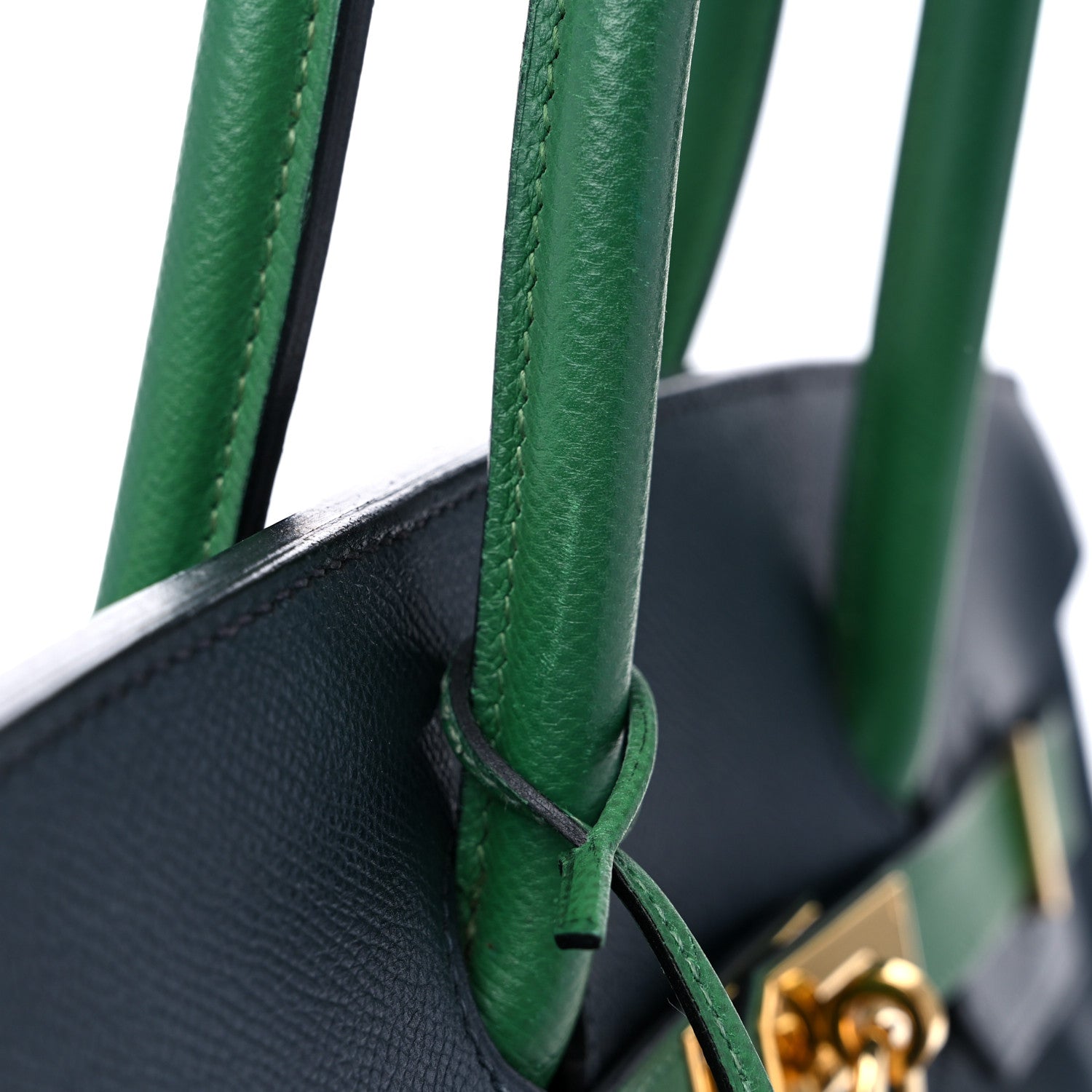 Hermes Courchevel Bi Color Birkin 35 Bleu Indigo Vert Clair 14 of 16
