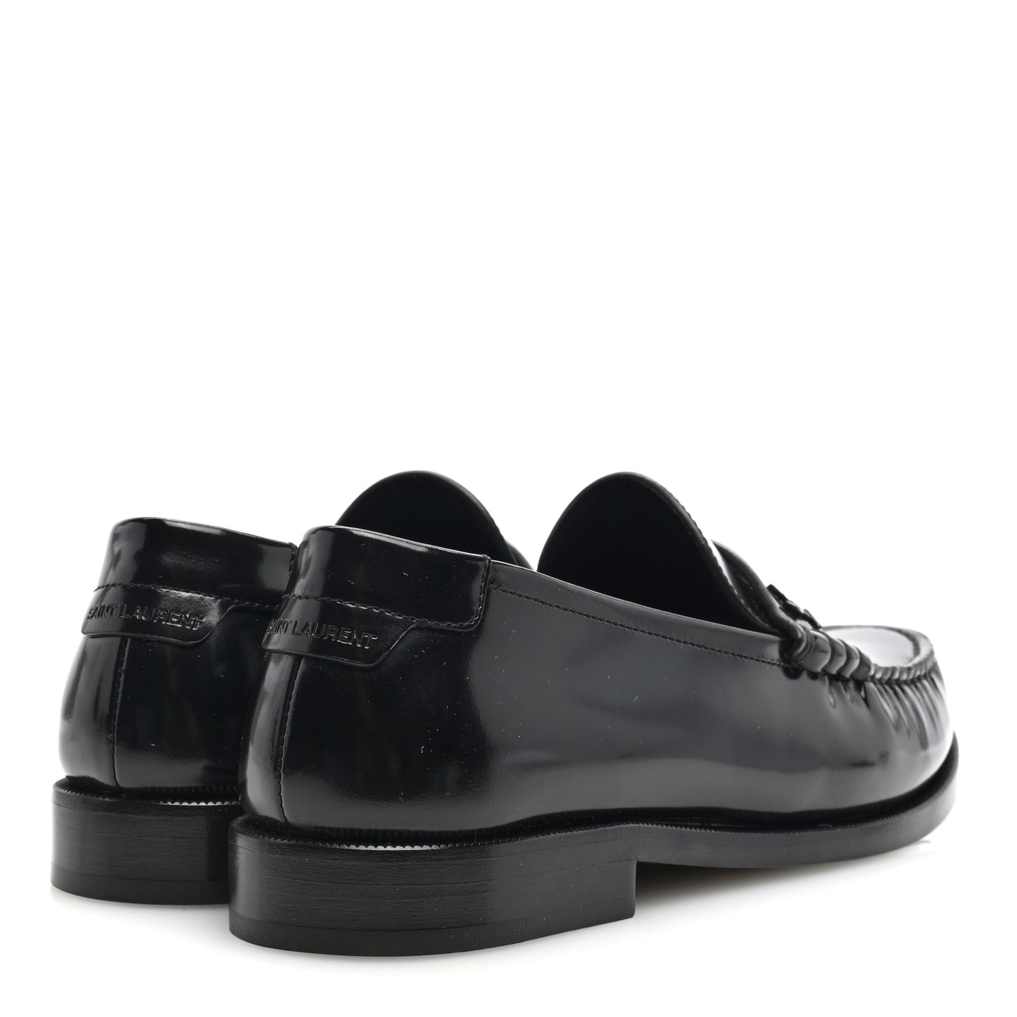 Patent Calfskin Penny Loafers 39 Black