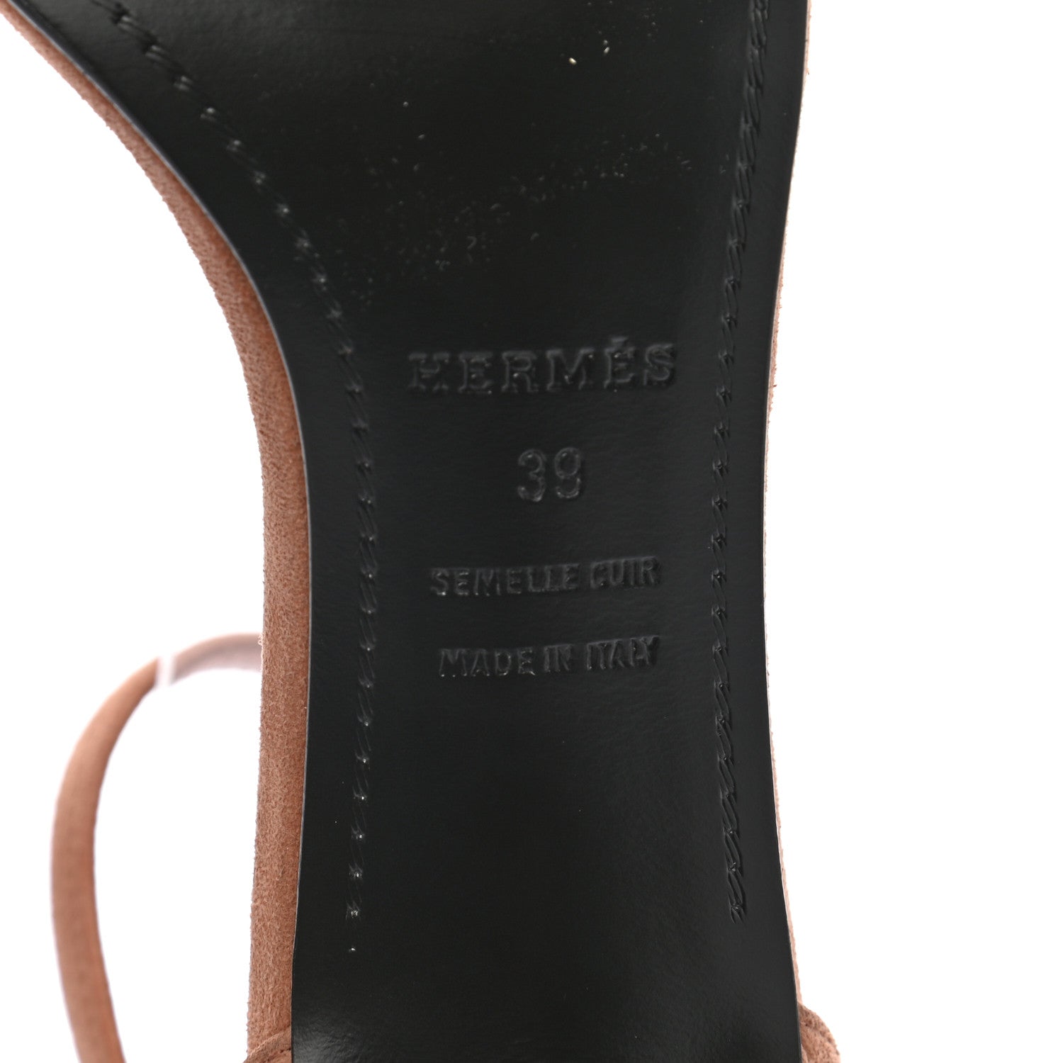 Hermes Suede Goatskin Crystal Premiere 70 Sandals 39 Rose Aube Nude 6 of 9