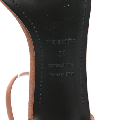 Hermes Suede Goatskin Crystal Premiere 70 Sandals 39 Rose Aube Nude 6 of 9