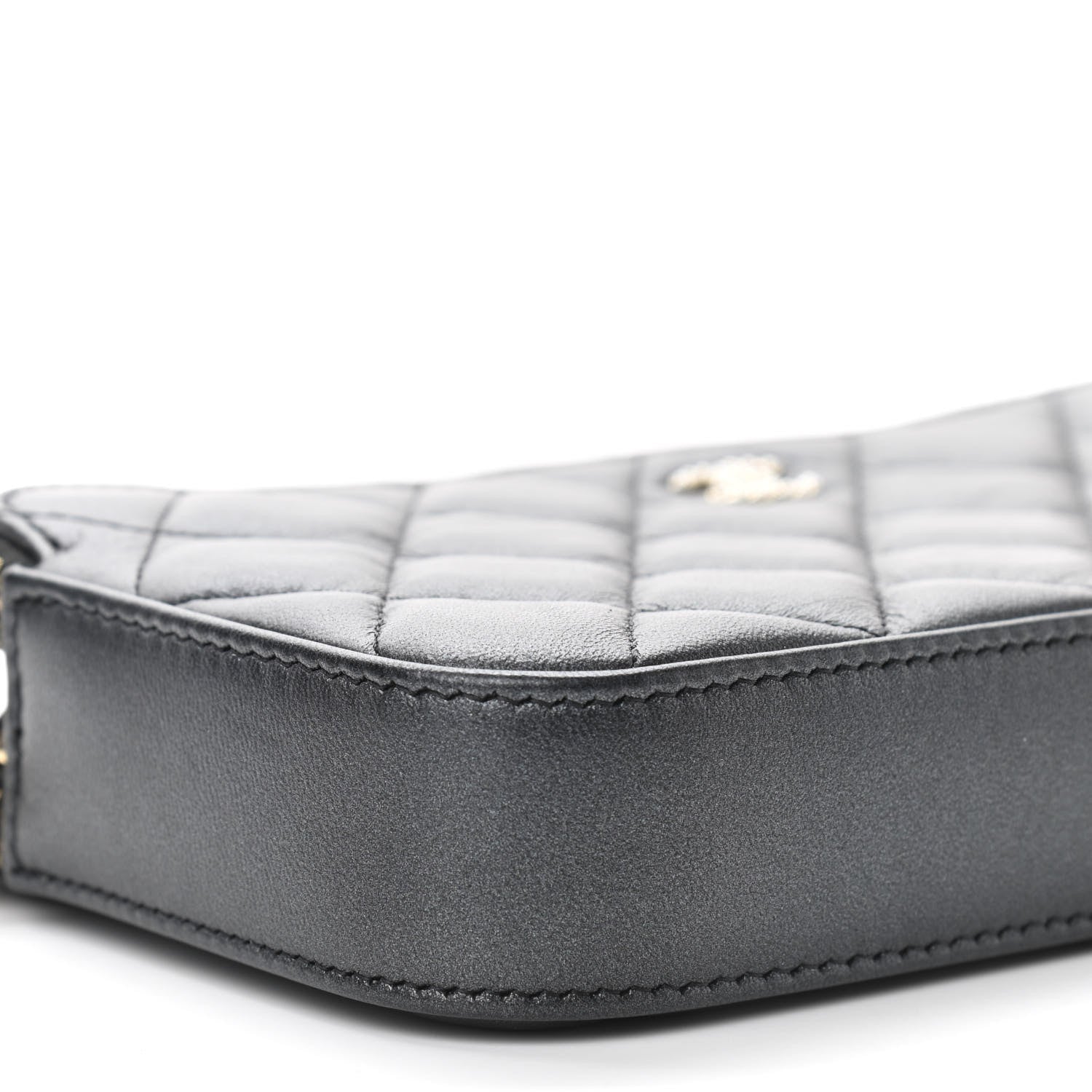 Chanel Iridescent Lambskin Quilted Pearl Clutch With Chain Black 12 of 16