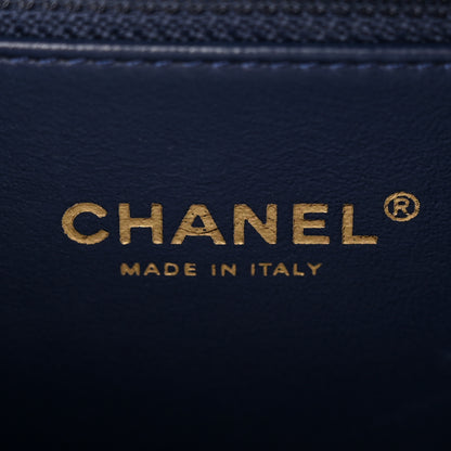 Chanel Tweed Snakeskin Quilted Medium CC Filigree Vanity Case Dark Navy 6 of 10