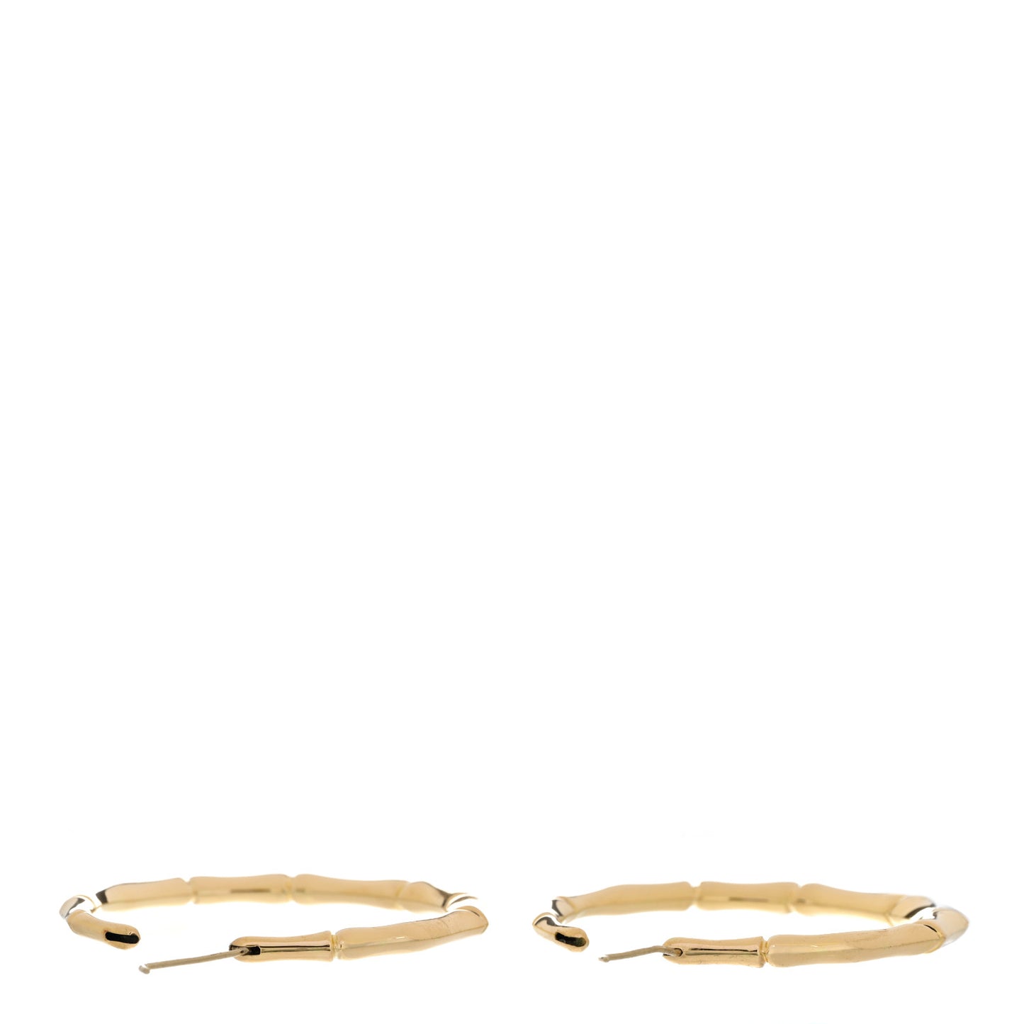 18K Yellow Gold Bamboo Hoop Earrings