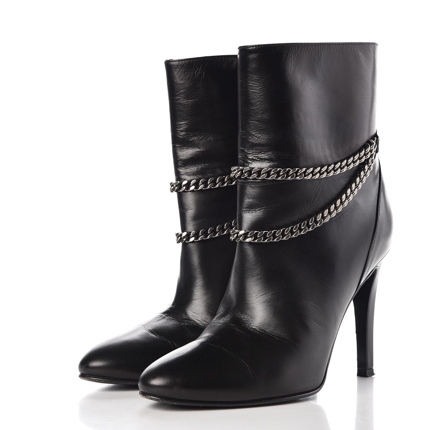Saint Laurent Calfskin Debbie 100 Ankle Boots 38 Black 3 of 14