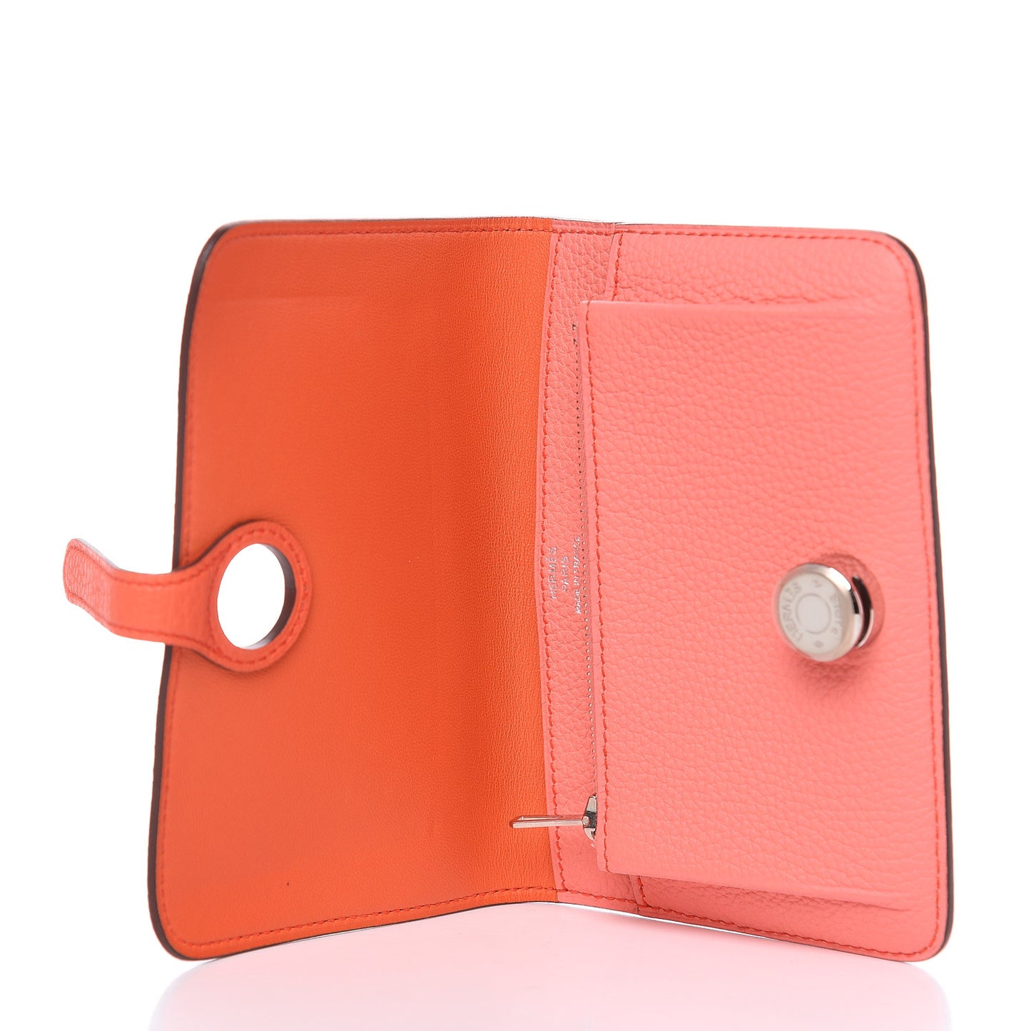 Togo Verso Dogon Compact Wallet Orange Poppy Rose Candy