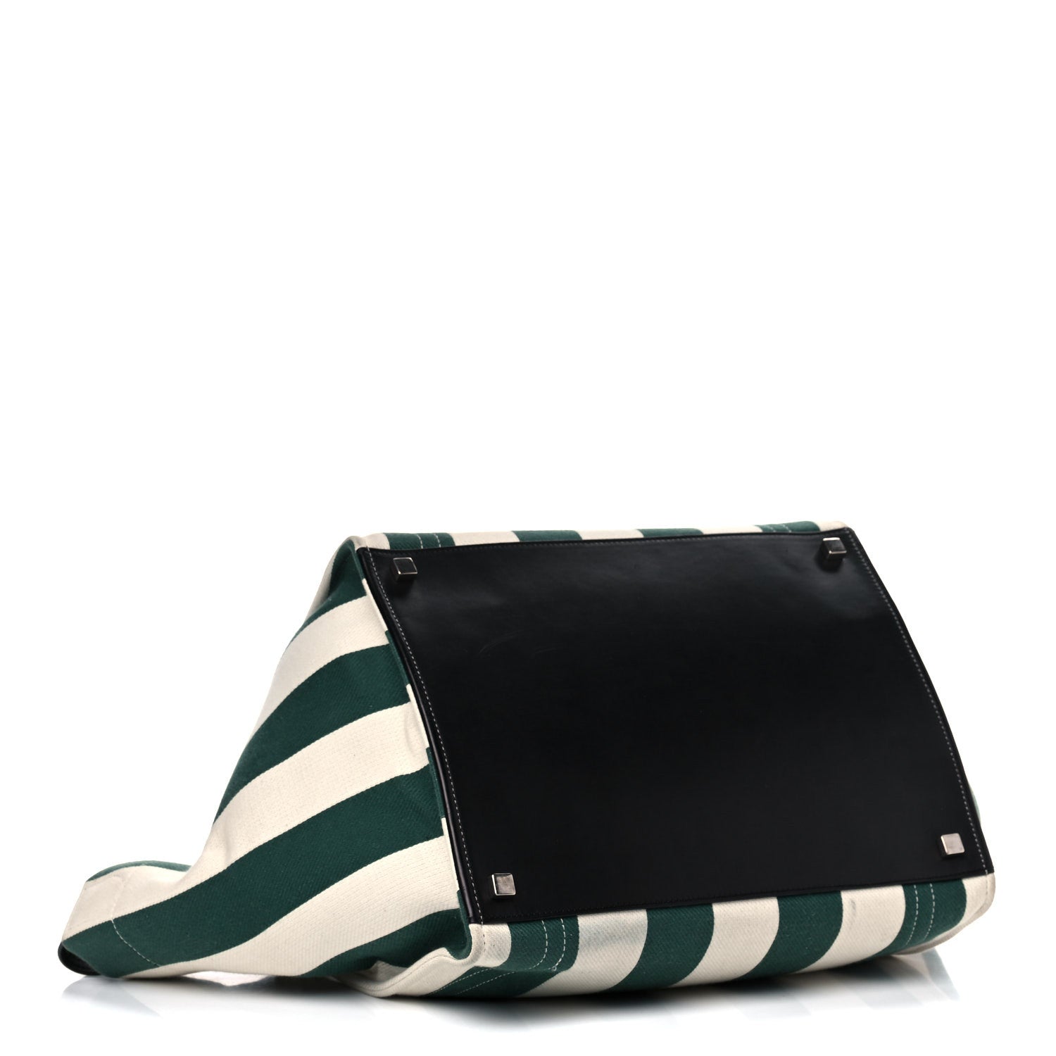 Celine Cotton Canvas Striped Medium Phantom Luggage White Green 5 of 25