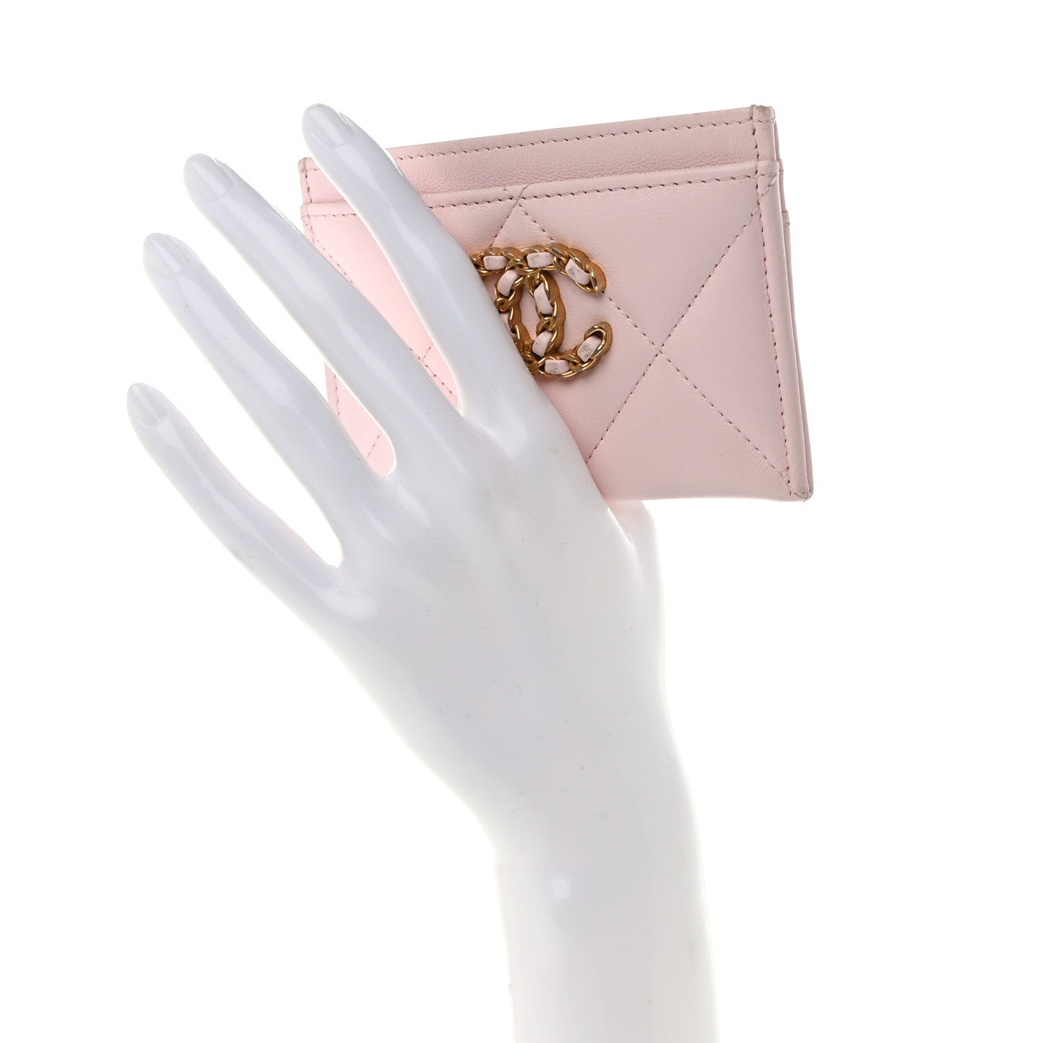 Chanel Lambskin Quilted Chanel 19 Card Holder Light Pink 2 of 12