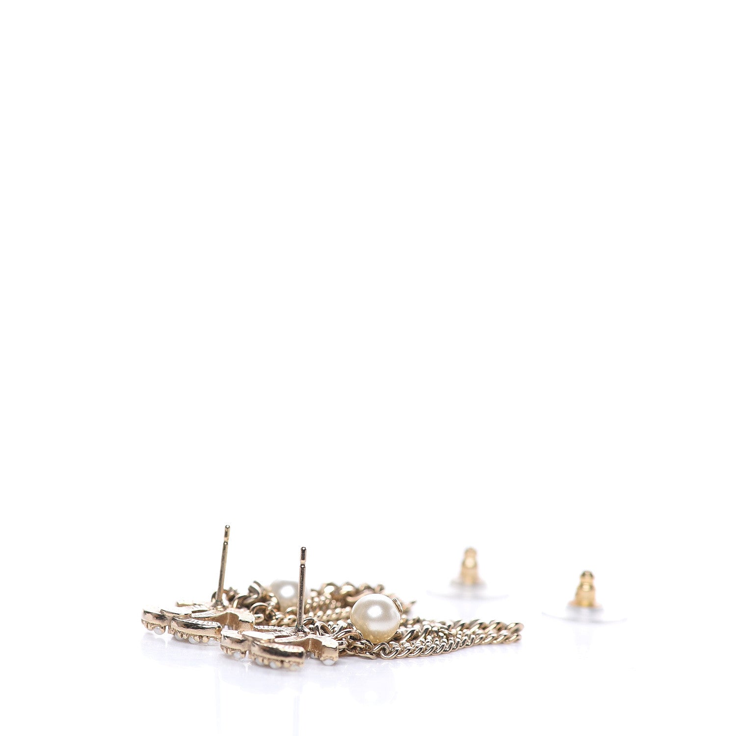 Chanel Pearl CC Dangle Earrings Gold 4 of 4