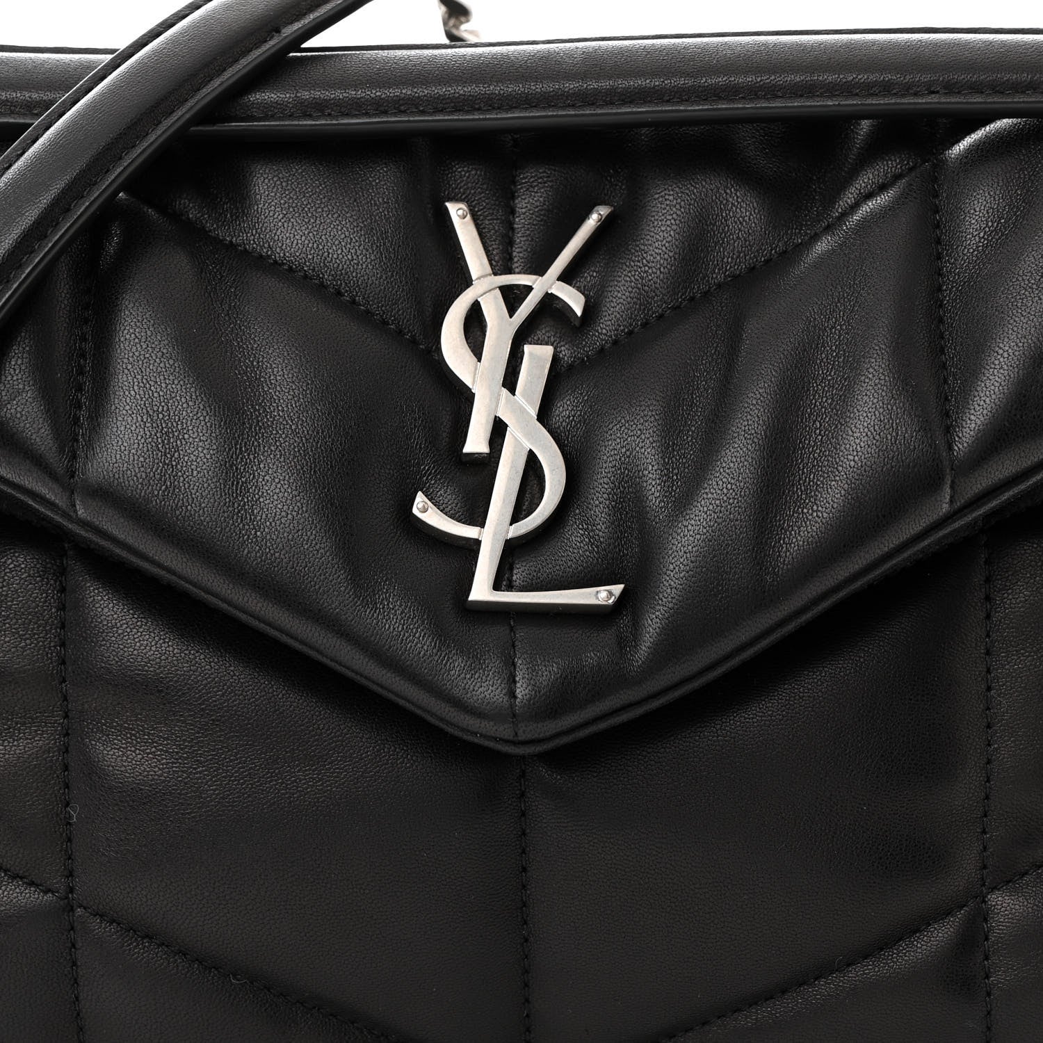 Saint Laurent Lambskin Quilted Small Loulou Puffer Monogram Chain Satchel Black 8 of 11