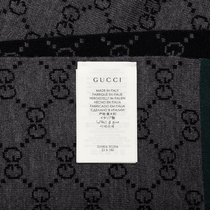 Gucci Wool Tricot GG Monogram Web Solange Scarf Black Medium Grey 4 of 4
