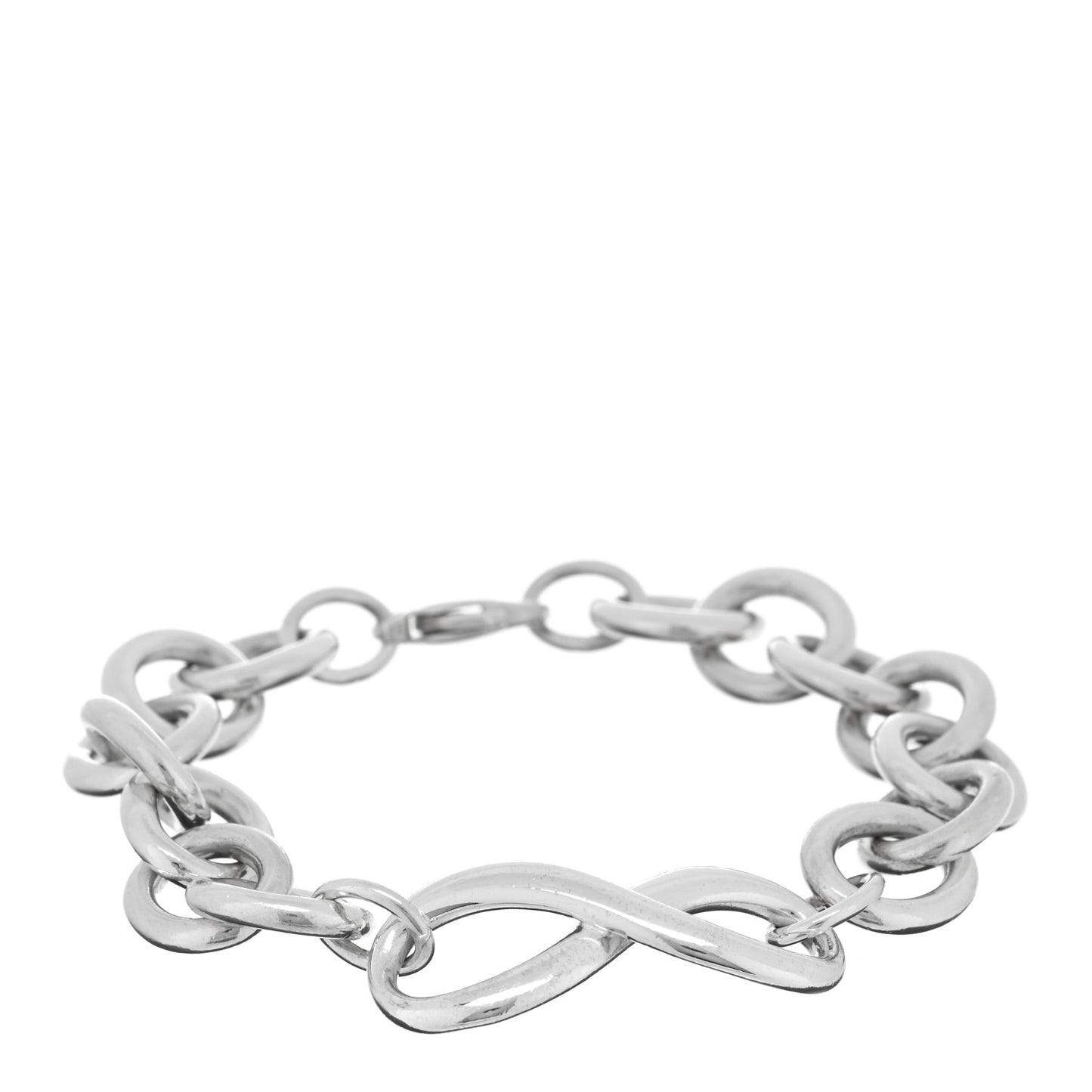 Sterling Silver Wide Infinity Chain Bracelet