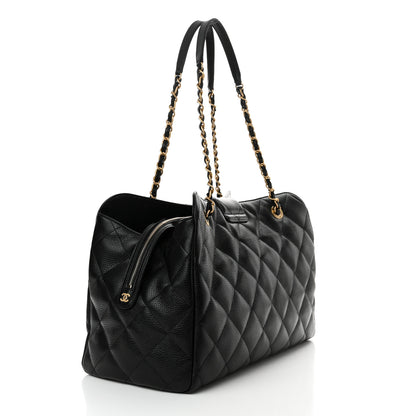 Chanel Metallic Grained Calfskin Quilted Shopping Tote Black 3 of 10