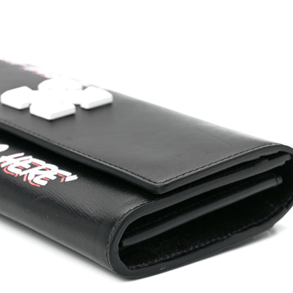 Off-White Calfskin Jitney Logo Flap Wallet On Chain Black 10 of 10
