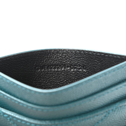 Saint Laurent Grain De Poudre Matelasse Chevron Monogram Credit Card Case Peacock Green 7 of 8