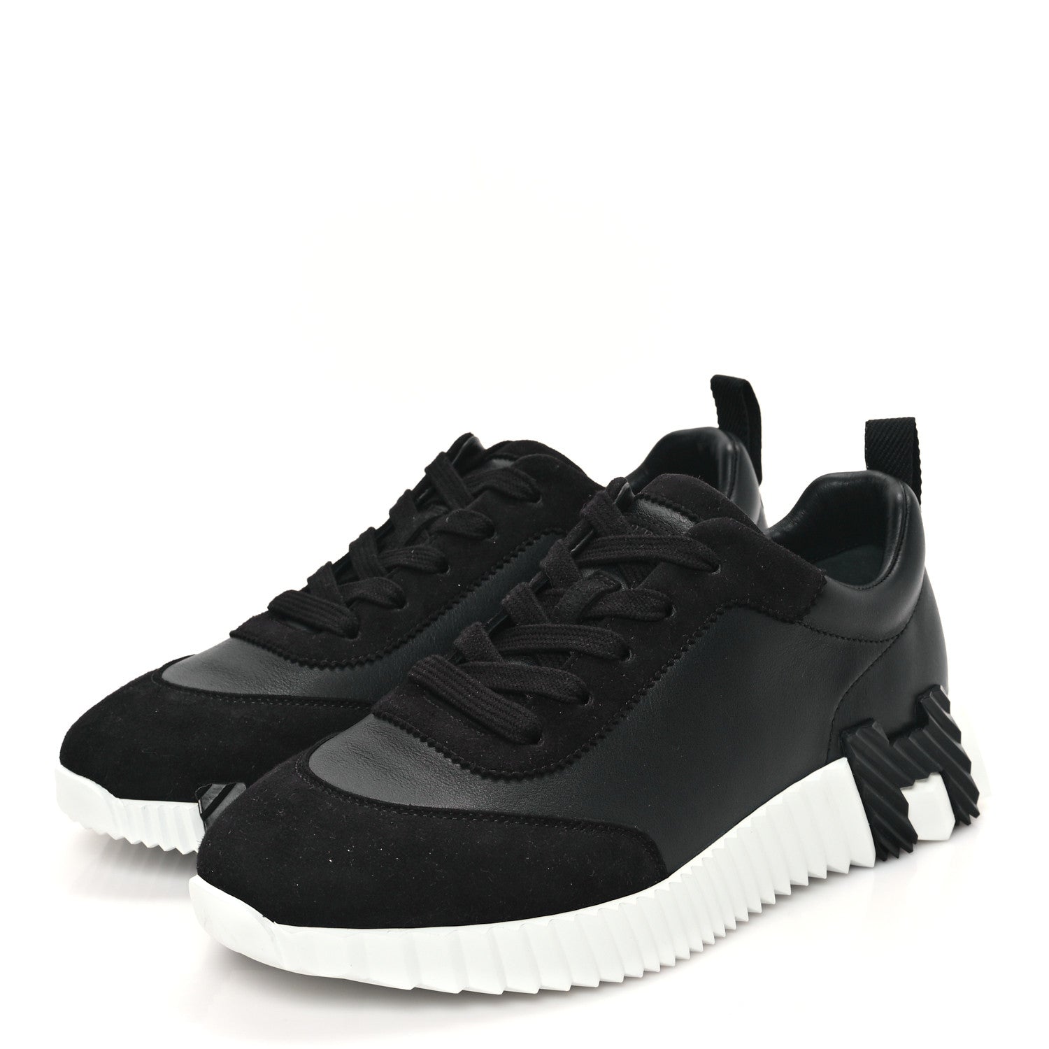 Hermes Goatskin Suede Goatskin Bouncing Sneakers 37 Black 3 of 8