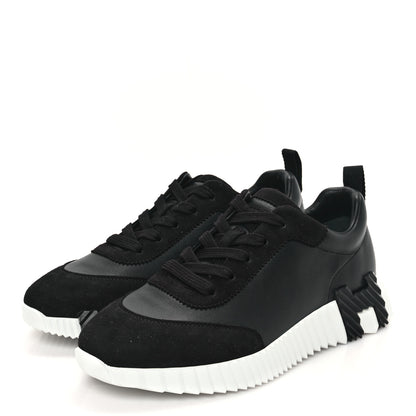 Hermes Goatskin Suede Goatskin Bouncing Sneakers 37 Black 3 of 8