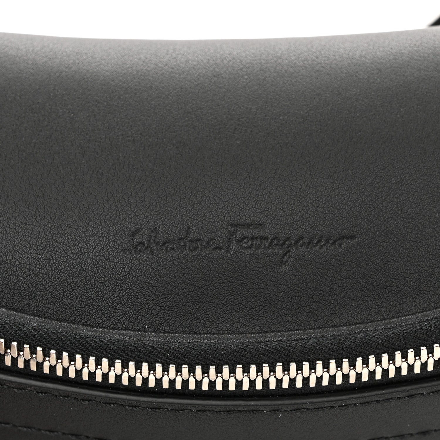 Salvatore Ferragamo Gancini Monogram Calfskin Waist Bag Black Grey 7 of 10