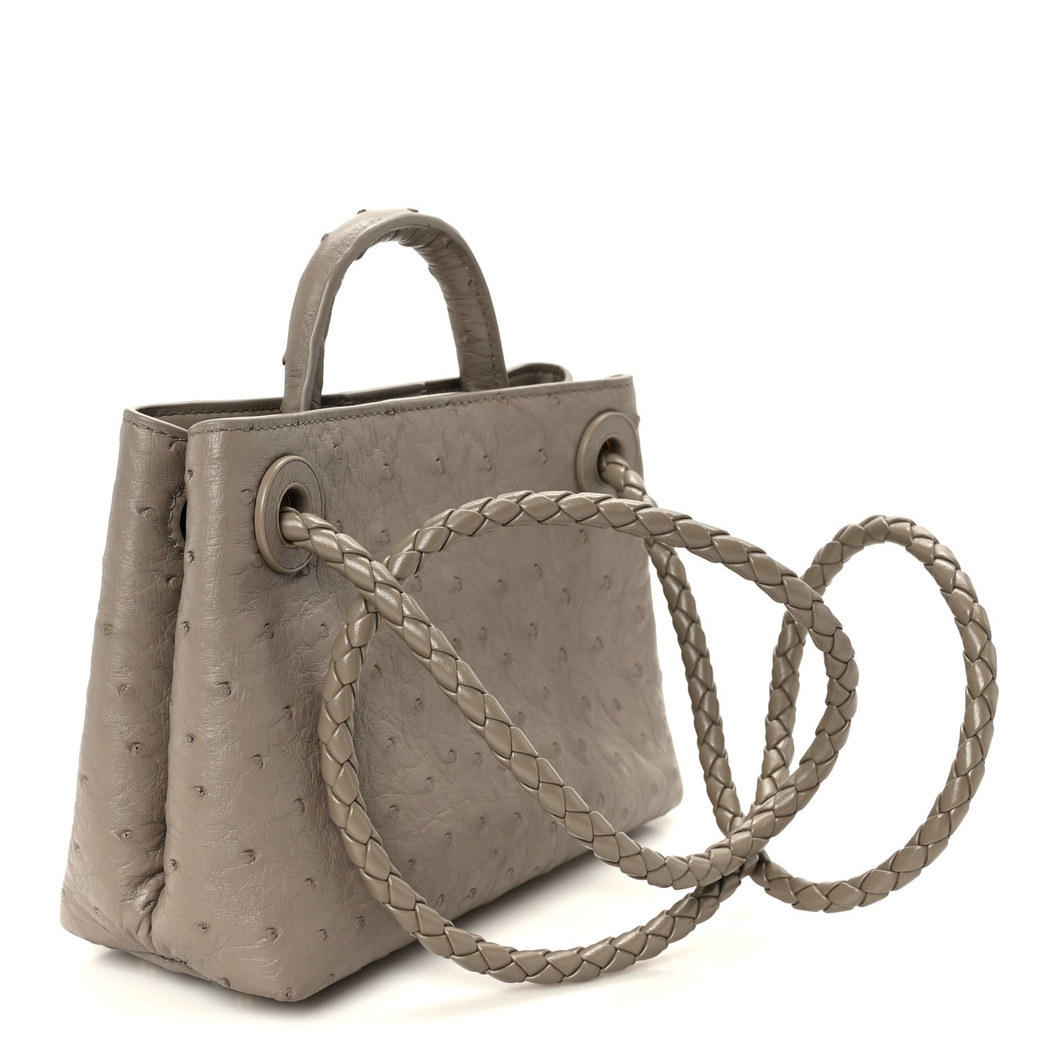 Bottega Veneta Ostrich Mini Andiamo Shoulder Bag Limestone 3 of 10